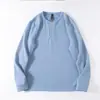 Camiseta Henley de manga comprida, estilo europeu e americano, simples, respirável, confortável, cor sólida, versátil, peça básica 13417