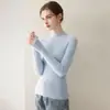 Suéter de cachemira de una sola pieza sin costuras~cuello medio alto para mujer, 100% cachemira pura, corte ajustado, adelgazante, suéter base de punto para otoño e invierno