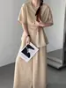 [Itens em Promoção, Sem Trocas ou Devoluções] Conjunto Elegante Coreano de Duas Peças: Top com Decote V Afunilado na Cintura e Calça Pantalona 114