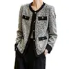 Casaco de Tweed Elegante Estilo Socialite Vintage, Nova Coleção Primavera e Outono 2026, Casaco Longo de Manga Comprida Pequeno Estilo Chanel para Mulheres