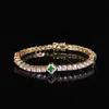 Estilo Ins Hip-Hop Europeo y Americano Trébol de Cuatro Hojas Circonita Cadena de Tenis Joyería Personalizada Personalizable Pulsera de Mujer de Gama Alta Accesorios
