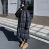 Abrigo de Plumón Unisex de Invierno con Capucha Extra Largo Holgado Negro