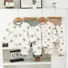 Conjunto Acolchado de Invierno Otoño Cálido para Bebé 40g de Relleno Cintura Alta Conjunto Separado de Dos Piezas para Niños Pequeños Conjunto de Ropa de Algodón Clase A Estilo Nuevo