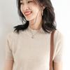 Outono e inverno malha manga curta mulheres meia-tartaruga pescoço suéter slim-fit base camiseta elegante slim-fit pullover meia manga top