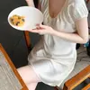 2026 Nuevo Estilo Francés Satén Corto Bata de Noche Flor Pequeña Vacaciones Sexy Ropa de Casa Pijamas Verano