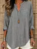 2026TK Camisa casual de rayas para mujer, cuello en V, corte holgado, con bolsillos, nueva, europea y americana, transfronteriza, Amazon