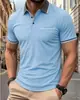 Camisa Polo Masculina Lisa Clássica Respirável Gola Lapela Alta Qualidade Casual Moda Bolso Patch Camisa de Golfe Business
