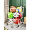 Estante de almacenamiento para baloncesto, con ruedas, para el hogar, para voleibol, fútbol, raqueta de bádminton, tapete de yoga, cesta de almacenamiento con huecos.