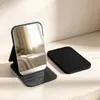 Espelho de Maquiagem Dobrável Retangular Couro Crocodilo Texturizado Retro Luxo Leve Espelho de Mesa PU Espelho Portátil de Viagem Capa Flip Espelho para Retoque