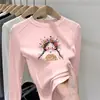 Blusas de otoño e invierno para niñas 2026 nueva camiseta de manga larga para estudiantes niñas otoño estampado camiseta básica terciopelo alemán ropa para niños