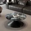 Mesa de Centro Estilo Italiano em Mármore, Sala de Estar Minimalista, Redonda Moderna Simples de Luxo Leve, Pequeno Apartamento, Mesa de Chá Flutuante