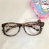 Montura de Gafas con Estampado de Leopardo para Gatito Sin Cristales Y2K Carey Redondas Lindo Marco Decorativo Liso Ins Retro