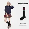 Calcetines Originales Renaissance para Mujer, Rayas de Bloques de Color Estilo Casual Versátil Adelgazantes de Tubo Largo para Pantorrilla