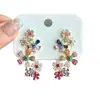 Brincos de Flores Coloridos Doces para Mulheres, Estilo Dopamina de Verão, Design Exclusivo Requintado, Super Delicados e de Conto de Fadas, Brincos Frescos e Delicados com Acabamento em Strass