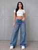 Bestseller transfronterizo: TikTok, Amazon y TEMU - Jeans de pierna ancha estilo americano, muy adornados, con remaches laterales
