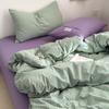 Conjunto de Cama Quatro Peças Algodão Puro Tingido em Fio Algodão Lavado Estilo Japonês Sem Estampa Fabricante Lençóis com Elástico Algodão Puro Fornecimento Atacado