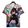 Camiseta Casual de Manga Corta con Cuello Redondo para Hombre, Nueva, Impresión 3D de Chica de Dibujos Animados Sexy, Venta Directa de Fábrica, Fuente