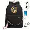 Mochila Escolar Casual Grande de Cadena al Hombro con USB para Estudiante de la Academia de Magia Harry Potter