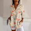 Estación Independiente Más Vendida Camisa Larga para Mujer Fábrica de Origen Planta de Impresión 3D Flores Otoño Tendencia Europea y Americana Camisa de Hombro