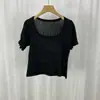 Camiseta de Tricô de Manga Curta Feminina Verão Hot Girl Tricô Malha Nova Verão Slim Fit Curta de Cintura Alta Top