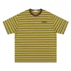 Camiseta de corte holgado con cuello redondo y manga corta, con bordado de raya horizontal verde, estilo unisex para ir al trabajo, Suministro de Ropa para Hombre