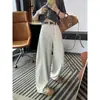 Jeans de pierna ancha color albaricoque hechos a medida para mujer, estilo fino primavera/otoño 2026, que ocultan la cadera, adelgazantes, modernos, versátiles, con dobladillo curvo