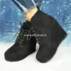 Botas Martin de mujer europeas y americanas transfronterizas de talla grande, cálidas y afelpadas, botines de invierno europeos y americanos de moda con punta redonda y tacones de cuña, al por mayor de talla grande