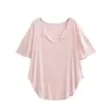 Camiseta de Manga Curta com Decote V e Barra Curva Estilo Relaxado Verão Nova Moda Top Meio-Comprimento Solto Emagrecedor Camisa Feminina