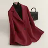 Popular Abrigo Blazer de Lana Doble Cara para Mujer, Chaqueta de Lana Ajustada que Ceñe la Cintura, Blazer para el Trabajo y la Oficina