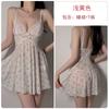 Camisón sexy sin espalda con escote en V profundo y costuras de encaje de malla con estampado floral de DZ Guiruo, ropa de casa 4316