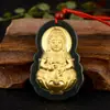 Jade Tinta Hetian Oro Puro Oro Incrustado Jade Colgante de Guanyin Buda Jade Hetian Incrustado Oro Colgante para Hombres y Mujeres Lote de Regalo Adornos de Jade