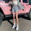 Shorts de Mezclilla Streetwear Retro Americano para Mujer Verano Estilo Delgado Chica Atrevida Cintura Alta Talla Grande Adelgazante Desgastados Línea A Pantalones Cortos Atrevidos