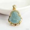 Pingente de Buda Jadeíta Azul Água Grau A Natural Guan Yu Colar Buda Maitreya Jade Atacado Dropshipping S4082302L