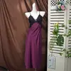 Roupa de Dormir Sexy de Seda Gelada Transfronteiriça para Mulheres Verão com Alça de Renda Estilo Francês Vestido Longo Costas Nuas Sedutor Roupa de Dormir/Lounge de Seda Gelada