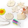 60 flores de madera sin terminar ahuecadas forma de flor de 8 cm graffiti infantil pequeños regalos adornos colgantes navideños