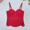 Productos Calientes Transfronterizos Europeos y Americanos Color Sólido Espina de Pescado Cintura Ceñida Malla Top de Espina de Pescado Ropa Exterior Sexy Camisola