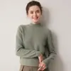 Suéter de punto versátil para mujer, 100% cachemir, cuello semi-alto, nuevo para Otoño/Invierno, grueso, capa base de manga larga