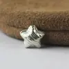 Pulsera con Cuentas de Estrella Cepillada de Plata Pura, Cuentas Sueltas, Cuentas de Transferencia Passepartout, Cuentas Lisas de Plata 925