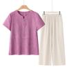 Trajes de Verano para Mujeres de Mediana Edad y Mayores, Camisetas de Algodón para Señoras Mayores, Ropa de Verano para Madres, Tops de Algodón Puro de Manga Corta, Ropa para Abuelas