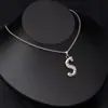 Exportación Transfronteriza Simple y de Moda 26 Letras Inglesas Collar de Acero de Titanio para Hombres y Mujeres Hip-Hop Versátil Cadena de Diamantes para Suéter
