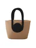 Bolsa de Tecido de Algodão Grande Capacidade Bolsa de Ombro para Praia Bolsa de Mão Vazada Bolsa Feminina Bolsa de Corda de Algodão Bolsa de Palha Bolsa Tote Transversal
