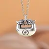 Ciervo Dorado Rey Plata Pura Retro Nuevo Estilo Chino Doble Cabeza de Dragón Candado de Plata Colgante DIY Accesorio de Joyería de Plata Joyería de Plata Simple