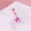 Anillo para ombligo de acero inoxidable directo de fábrica, moda europea y americana, colgante de cabeza de conejo rosa, clavo para ombligo, anillo umbilical, transfronterizo