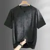 Camiseta de Talla Grande para Hombre Verano Ligeramente Elástica Cuello en V Manga Corta Juvenil Lujo Ligero de Negocios Sin Planchar Impresión Digital Holgada Camiseta Moderna