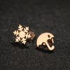 Pendientes de Paraguas de Copo de Nieve Asimétricos Diseño de Nicho Invierno 2025 Acero Inoxidable Perforación de Hélice Personalizada Accesorios de Moda