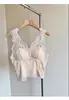 Camisole Sexy de Renda Pure Desire Regata Feminina Roupa Externa Roupa Íntima Sem Fio Almofada de Peito Integrada Lingerie Plissada Costas Bonitas Sutiã