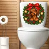 Laço de guirlanda de Natal para filhote fofo, capa de assento de vaso sanitário, adesivo decorativo autoadesivo para assento de vaso sanitário de banheiro, criando uma atmosfera festiva