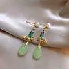 Brincos de Agulha de Prata com Zircônia, Folhas, Gotas d'Água e Franjas, Brincos de Botão Levemente Luxuosos e Avançados, Design Fresco e Doce, Nicho