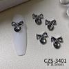 Nueva Aleación Joyería de Lazo Diamante Lujo Ligero Alto Cristal Negro Arte de Uñas Colgante de Lazo Accesorios para Uñas