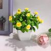 Venta Directa de Fábrica de Plantas en Maceta Simuladas con 18 Rosas de Té Pequeñas, Margaritas, Piñas, Brotes de Hibisco, Plantas en Maceta de Flores Artificiales, Adornos de Plantas Verdes Simuladas